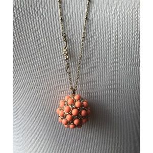 AnnTaylor Orange Cluster Ball Necklace